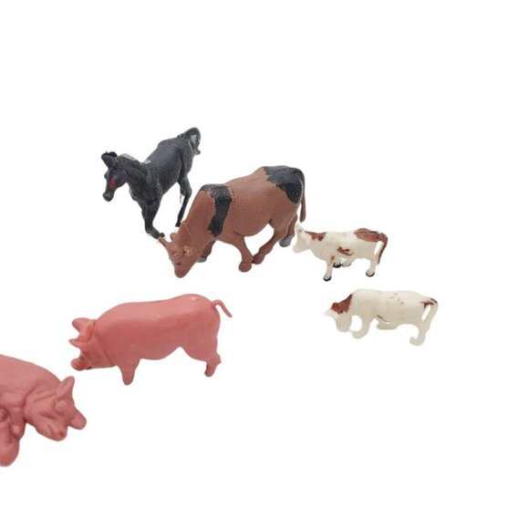 Vintage Lot Of Plastic Farm Animals Pig Cow Horse Giraffe Hong Kong 1950s - Picture 4 of 6